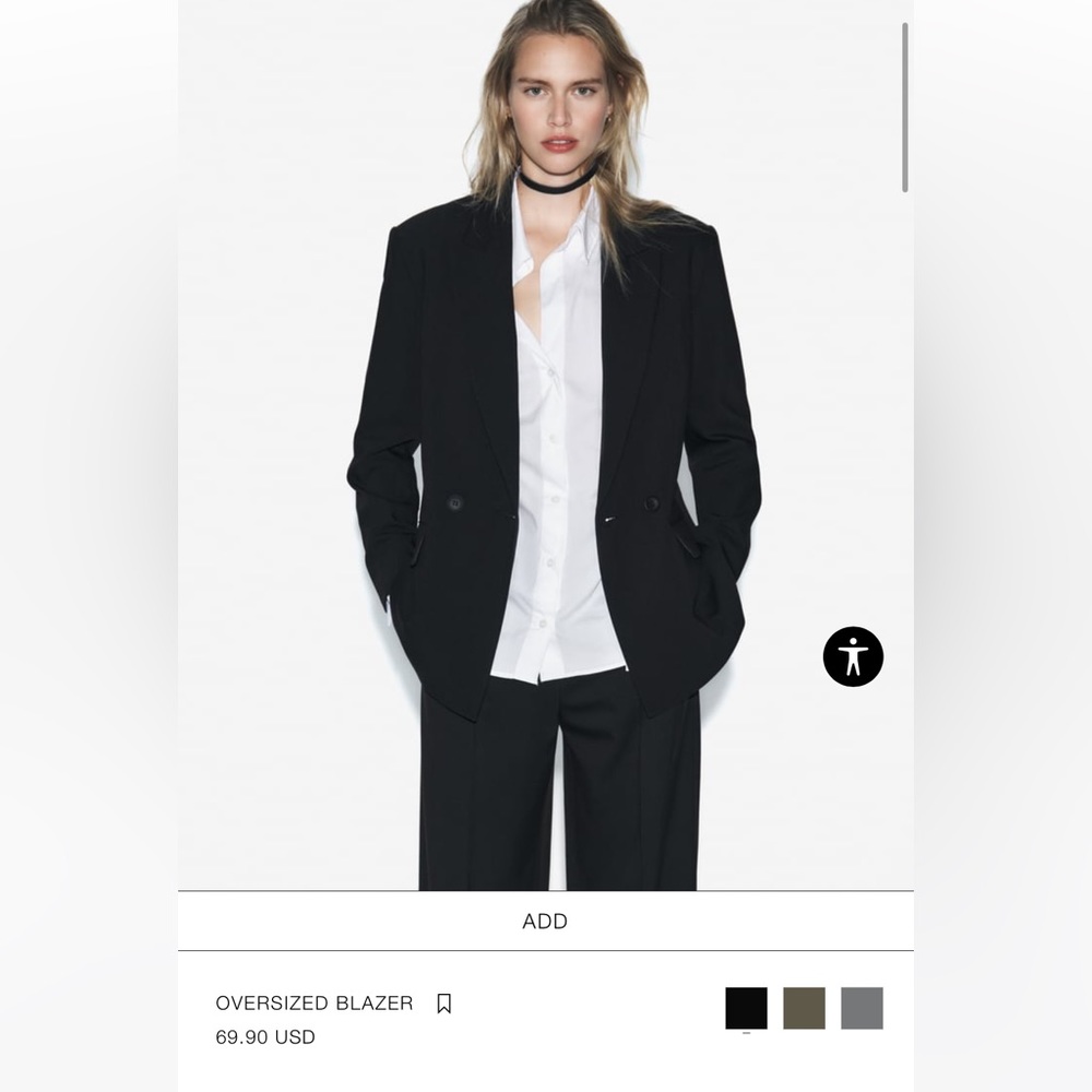 Zara oversized blazer, black, size L, worn once!